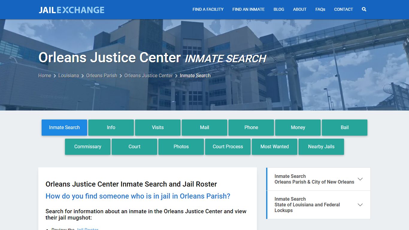 Orleans Justice Center Inmate Search - Jail Exchange