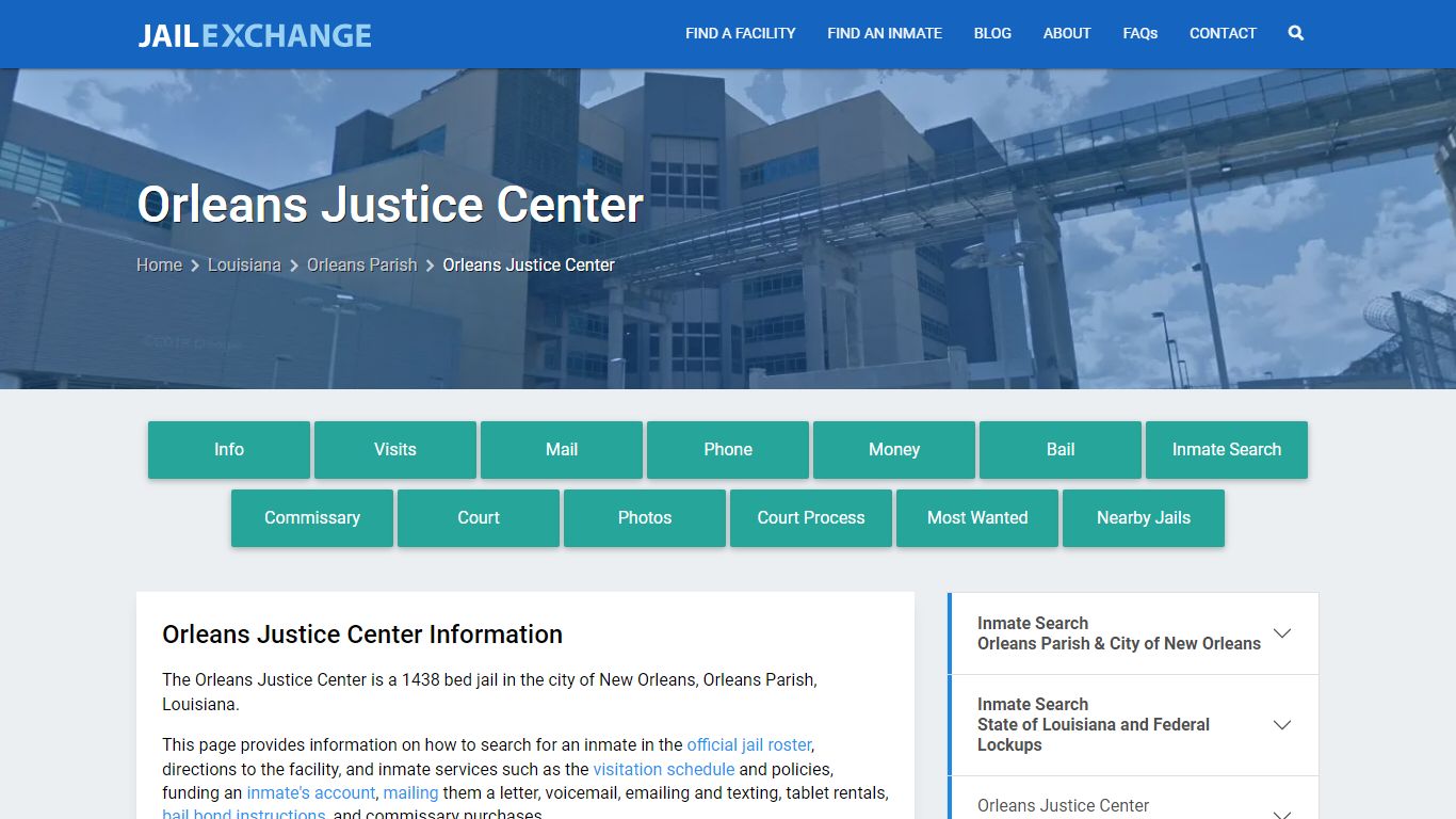 Orleans Justice Center, LA Inmate Search, Information - Jail Exchange